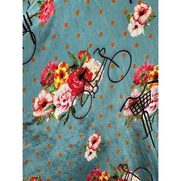 Benares Floral Bicycle Print V-Neck Tunic Dress XL - Picture 8 of 10